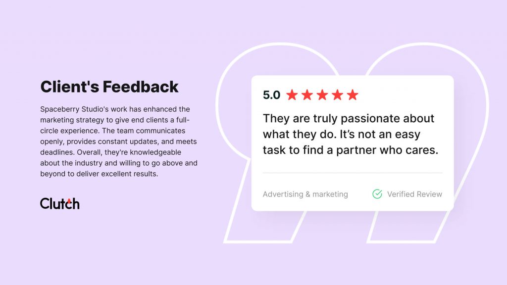 Clutch review for Obmify: 5.0 stars, verified quote 'They are truly passionate about what they do'
