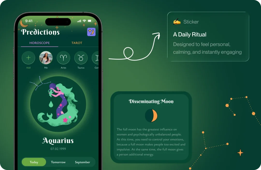 Aura Pura horoscope screen