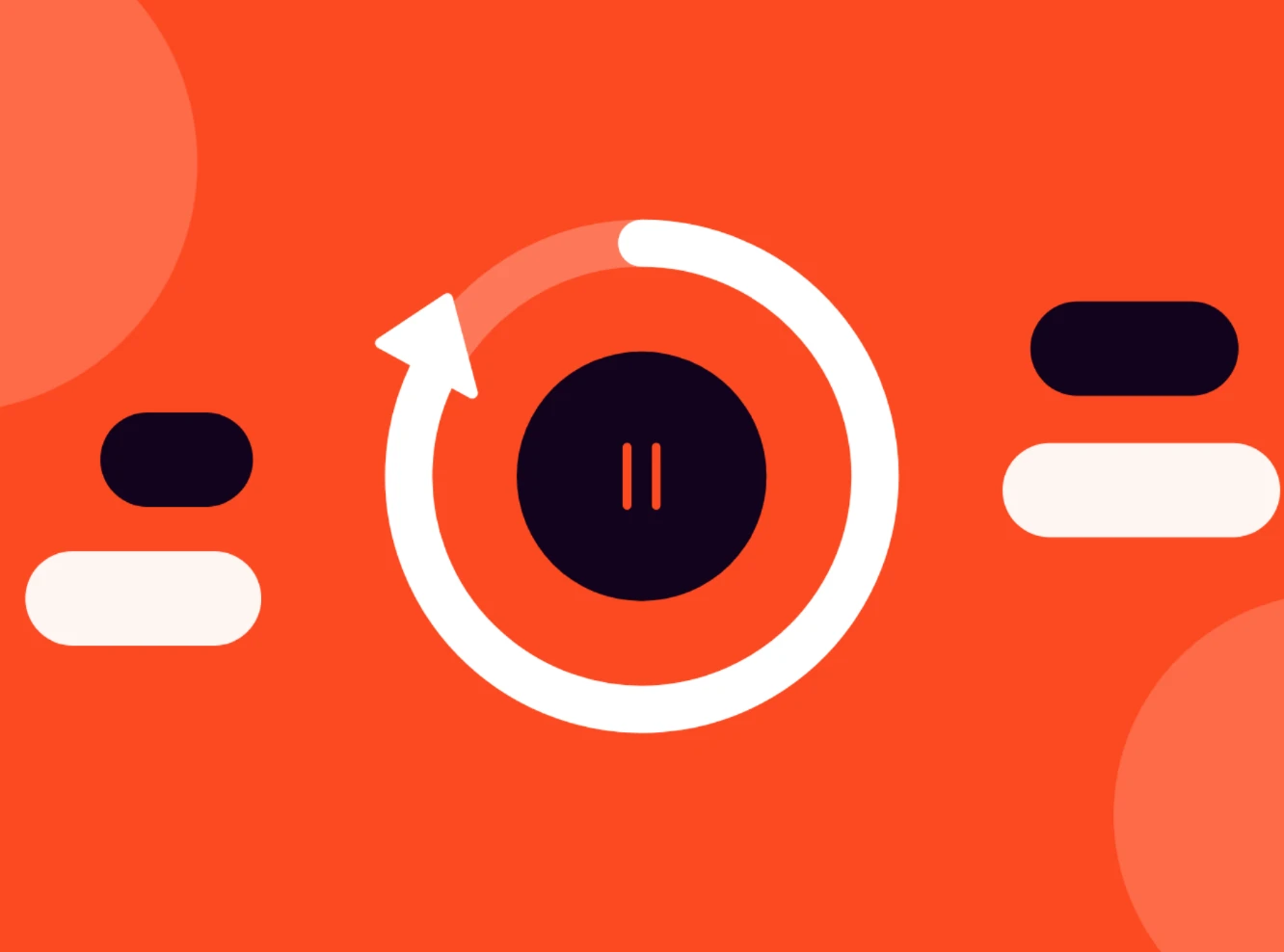 Subscription UX Patterns That Reduce Churn in Regulated Products White renewal arrow circling a dark pause button on an orange background