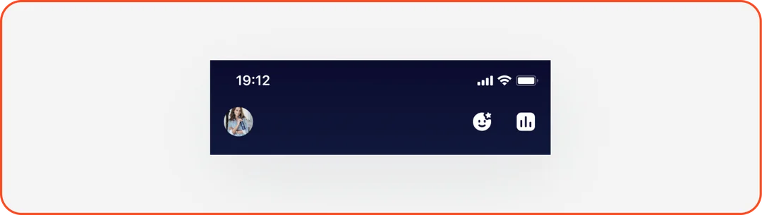 The monobank app's current top bar, carrying only a profile avatar and two icons