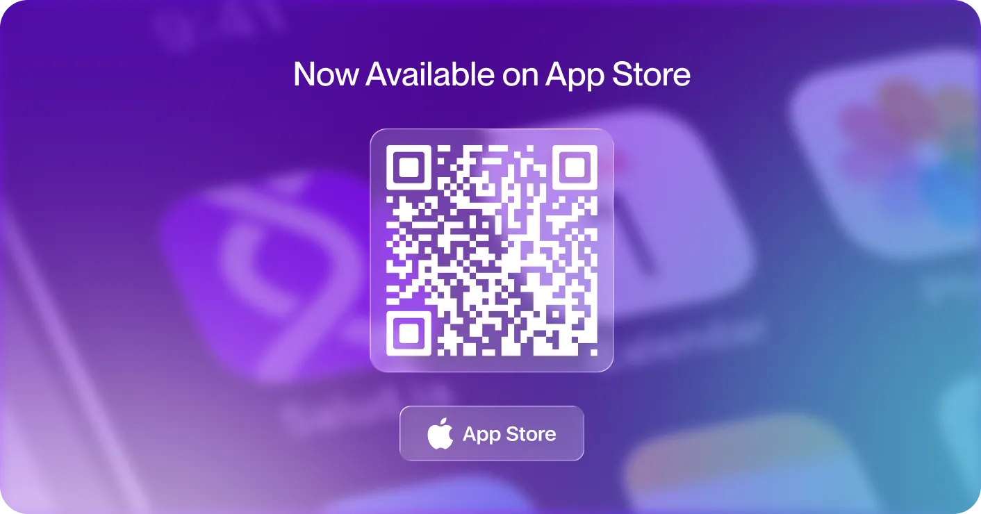 Now Available on App Store: QR code and App Store button on a Salud.ia background