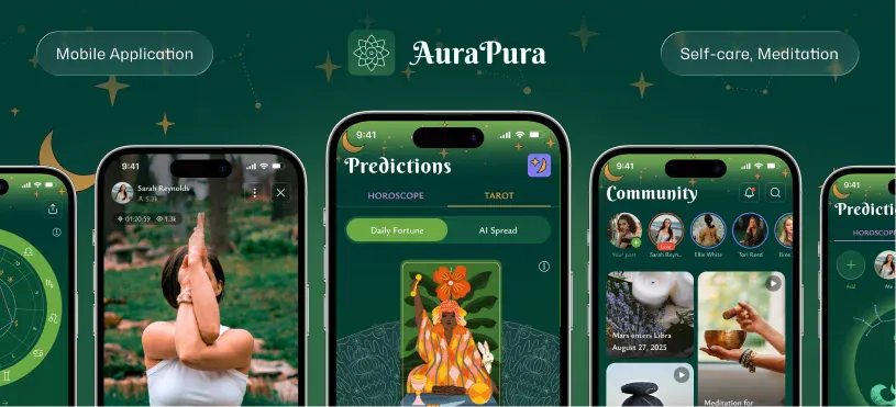 Aura Pura – Spiritual Wellness App Design — case study cover