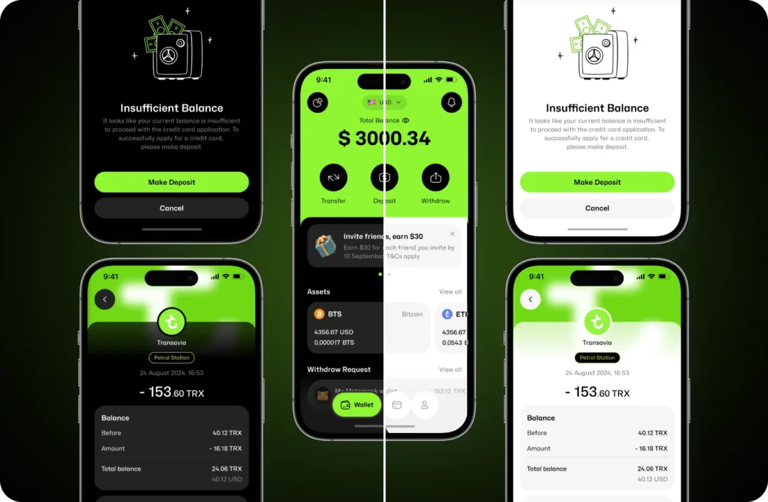 FinTech app redesign case study dark mode interface